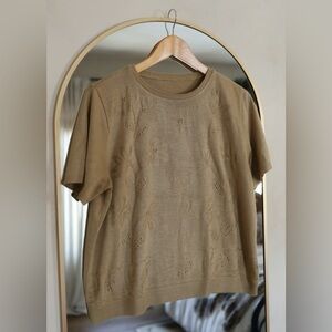 Tan Short Sleeve Knit Top